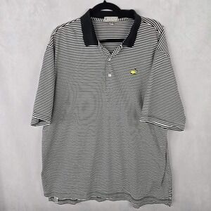 Peter Millar Masters Tournament Polo Shirt Mens XL Black White Striped Cotton